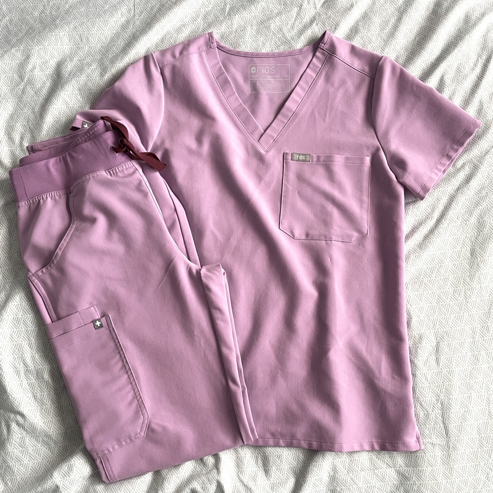 Figs Scrub Set - DUSK / Pink - Catarina XS & Kade Pants XS/T
